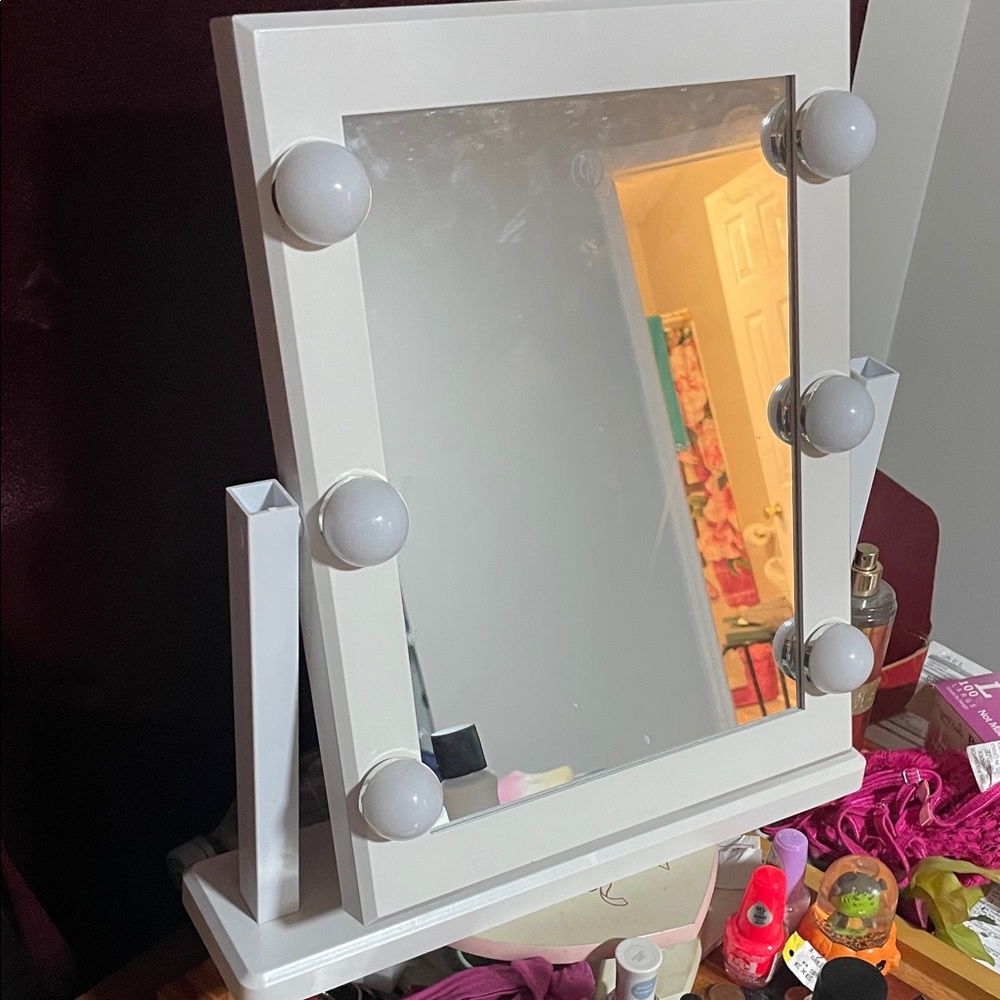 Elegant White Vanity Mirror with Lights